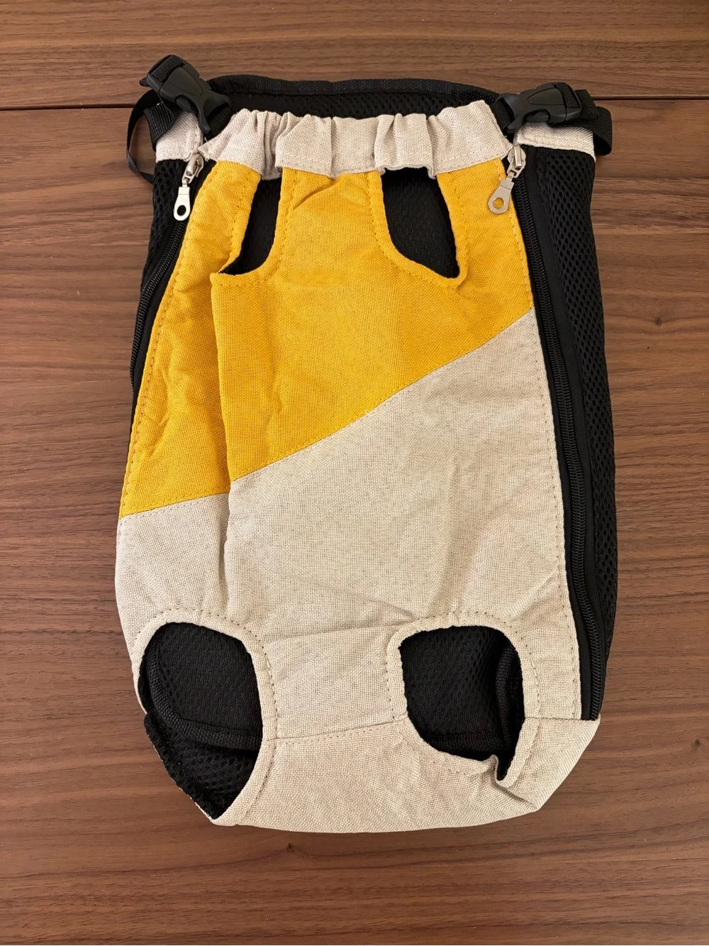 Lightweight Pet Backpack Carrier Yellow Beige Black XXL (14 - 17 lbs)